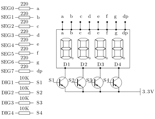 图2-3 数码管原理图