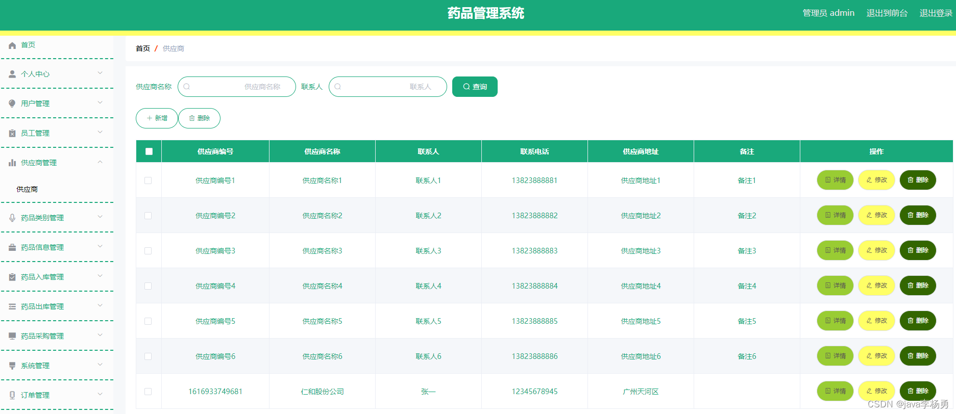 基于Java+SpringBoot+vue+element疫情药品采购出入库系统设计实现