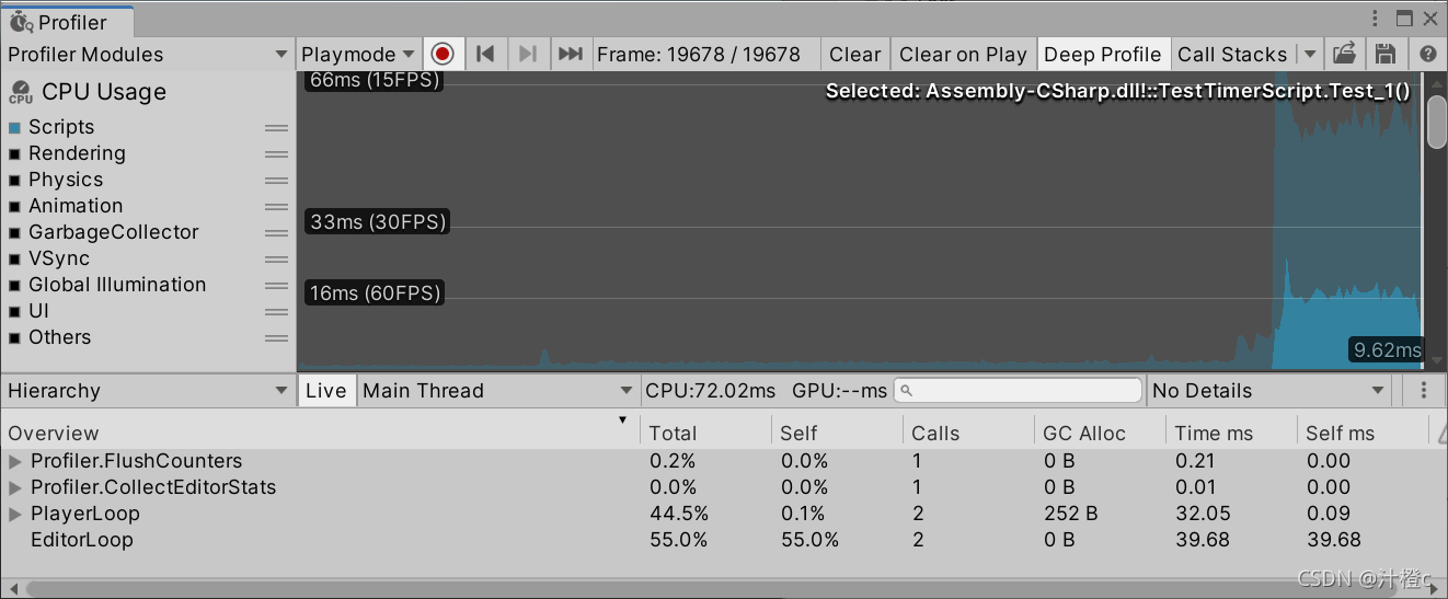 Unity性能分析profiler窗口详细