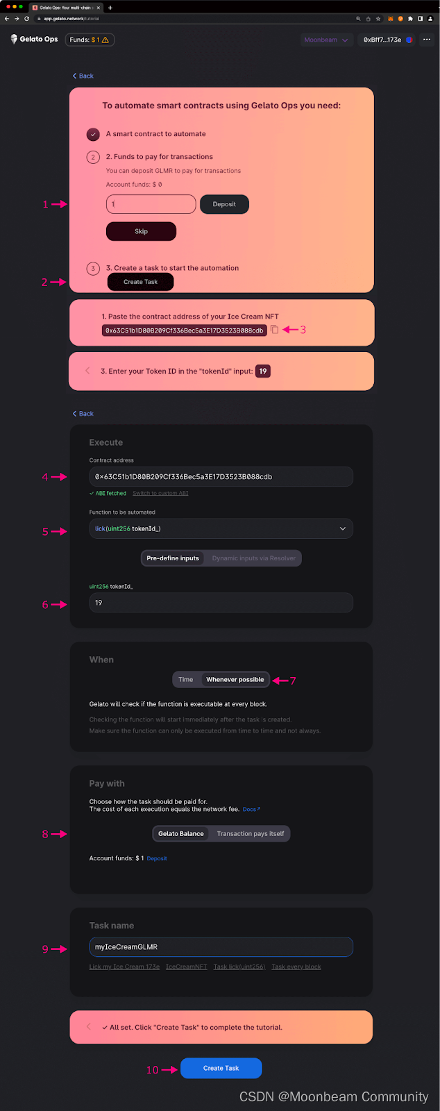 Moonbeam操作指南｜如何使用Gelato创建自动化任务