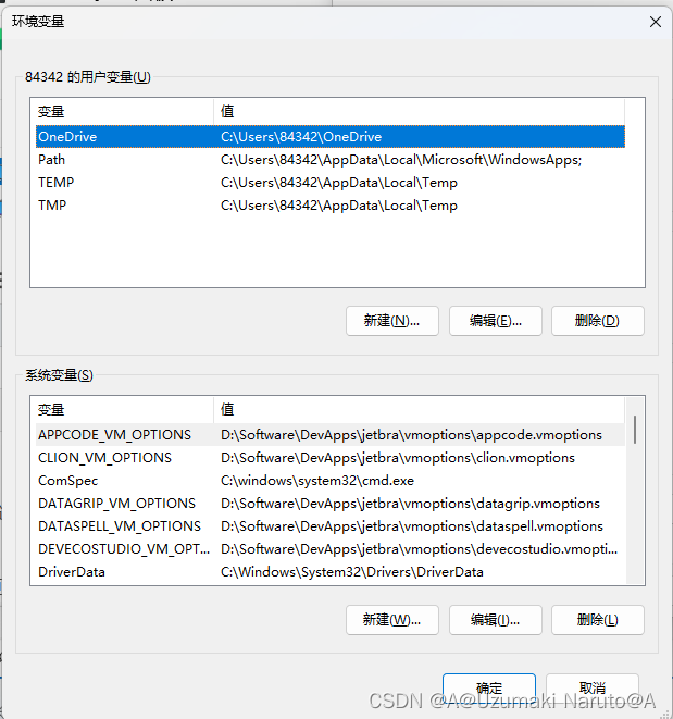 环境变量界面