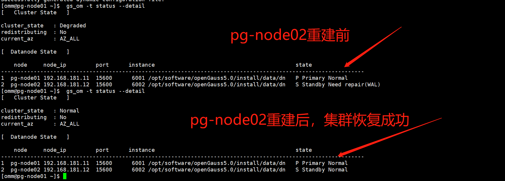 【openGauss5.0企业版一主一备集群】—运维