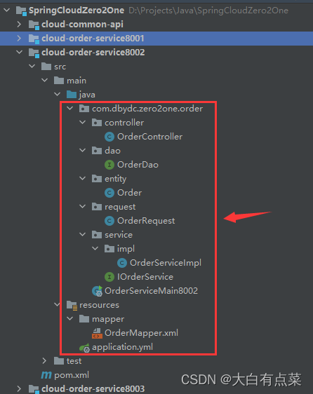 cloud-order-service8002子模块结构