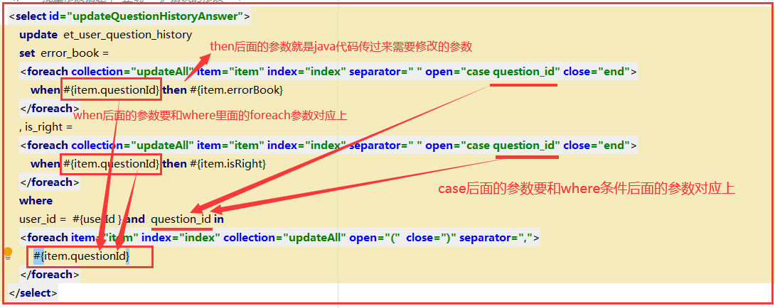 mybatis通过＜foreach＞拼接sql批量更新数据（where条件和更新对应字段都是动态变化处理的）条件和更新字段都是通过java代码传过来的