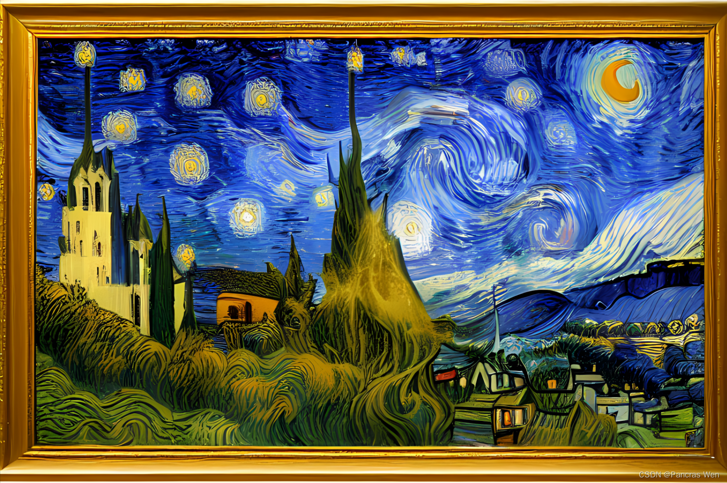 The author uses AI tools to imitate the AI ​​work "Castle Starry Night" drawn in the style of Van Gogh