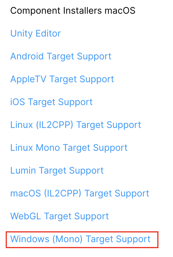 unity mac build support