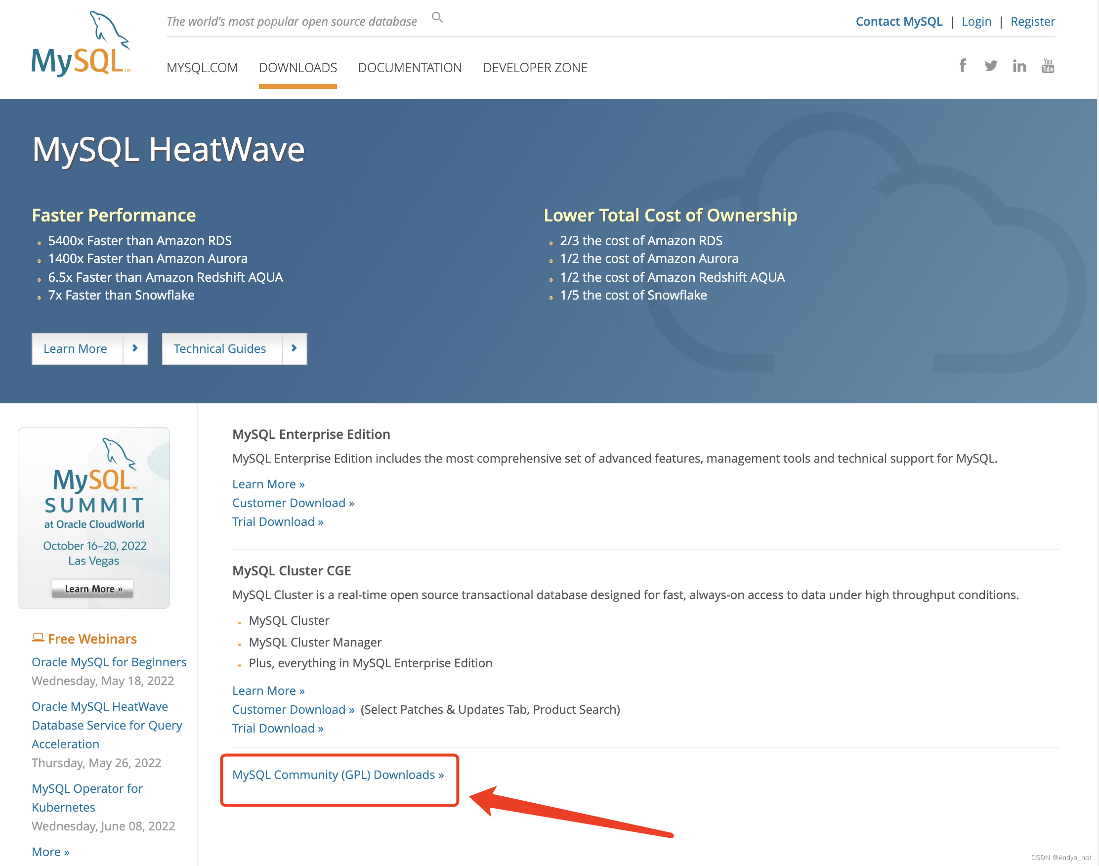 进入Mysql社区下载页面