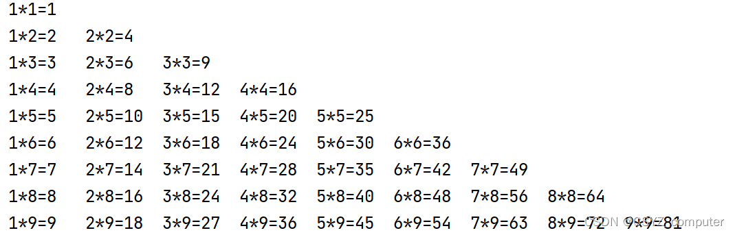 Scala编写九九乘法表