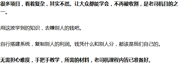 老司机网赚干货课程，打造属于你自己的赚钱系统（价值498）