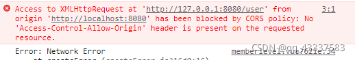 Access to XMLHttpRequest at ‘http://127.0.0.1:8080/user‘ from origin ...