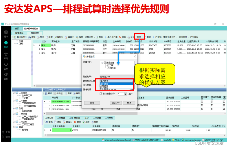 安达发|APS智能优化排产软件的优先级应用