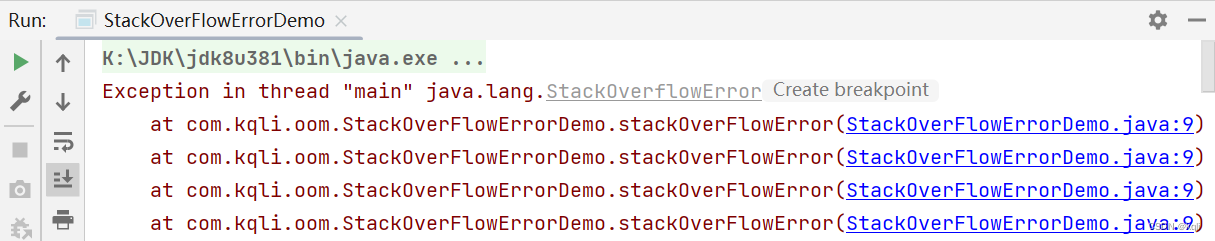 Exception in thread "main" java.lang.StackOverflowError