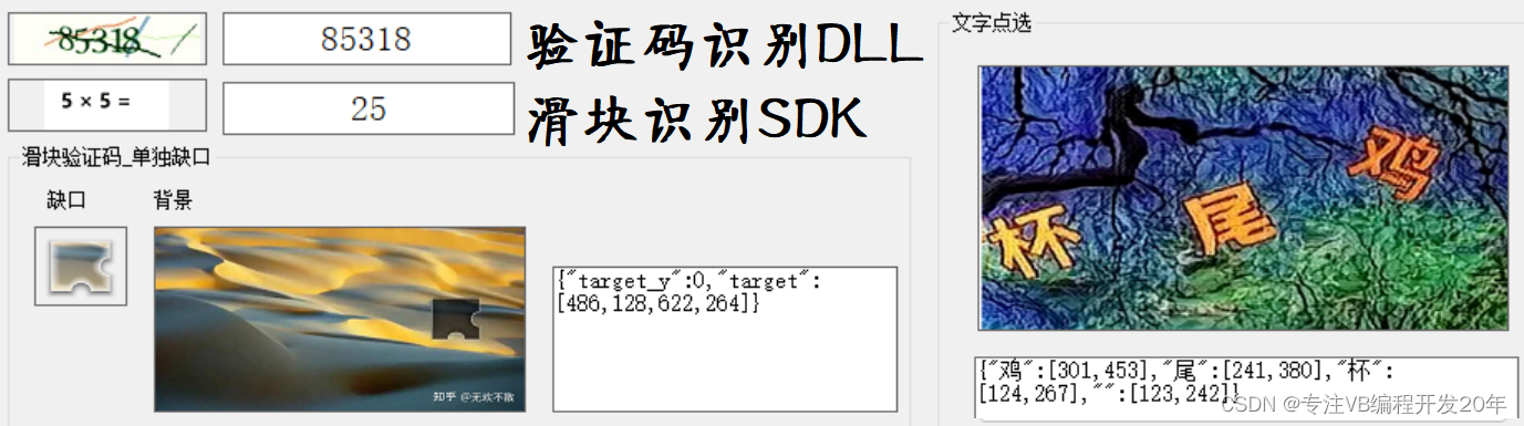 验证码识别DLL ,滑块识别SDK，OCR图片转文字，机器视觉找物品