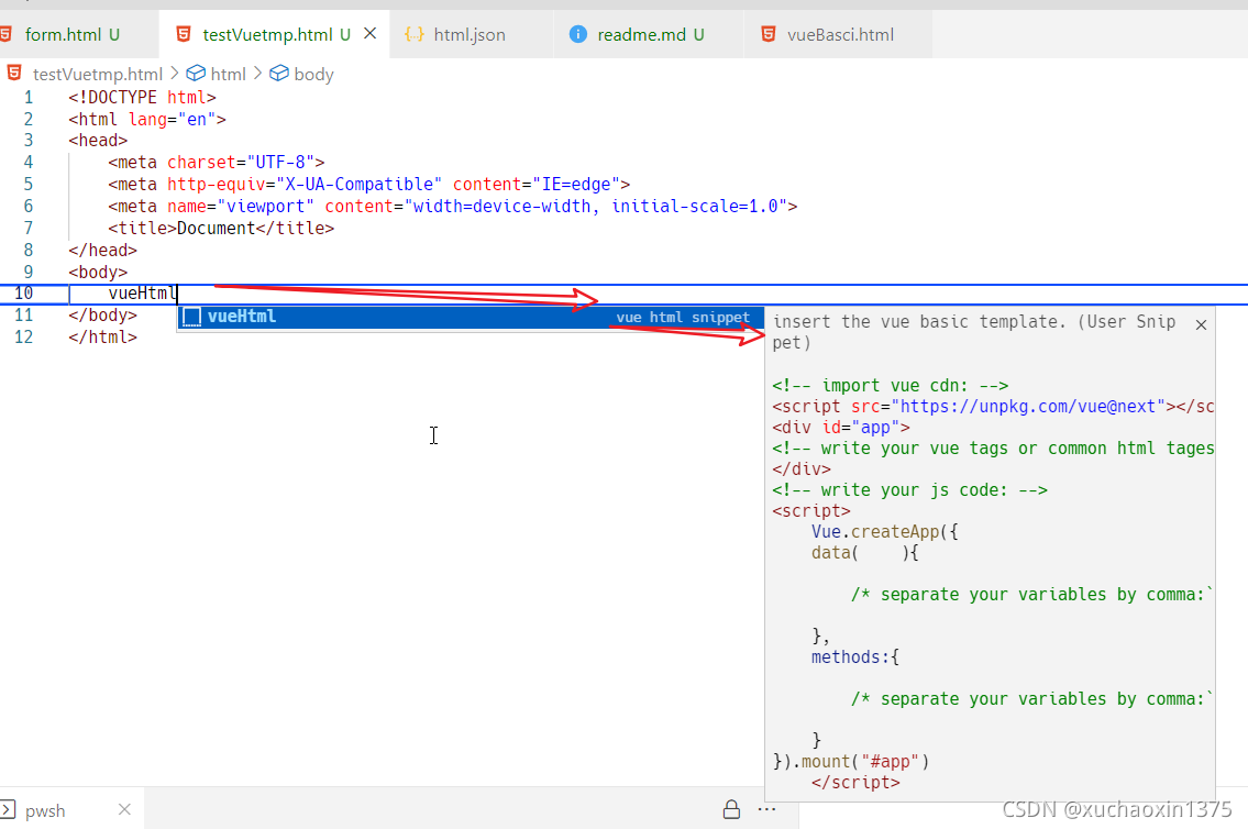 vscode配置自定义代码片段:让vscode具有和IDEA一样的代码段生成快捷键(sout或psvm)的配置方法为例说明/自定义html代码 ...