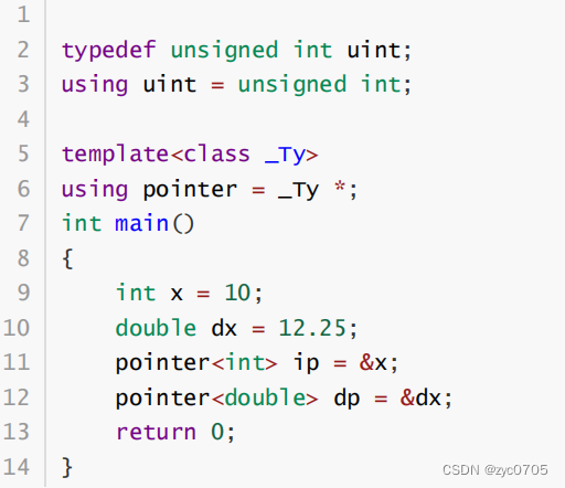 C++11 使用using定义别名（替代typedef）::作用域运算符