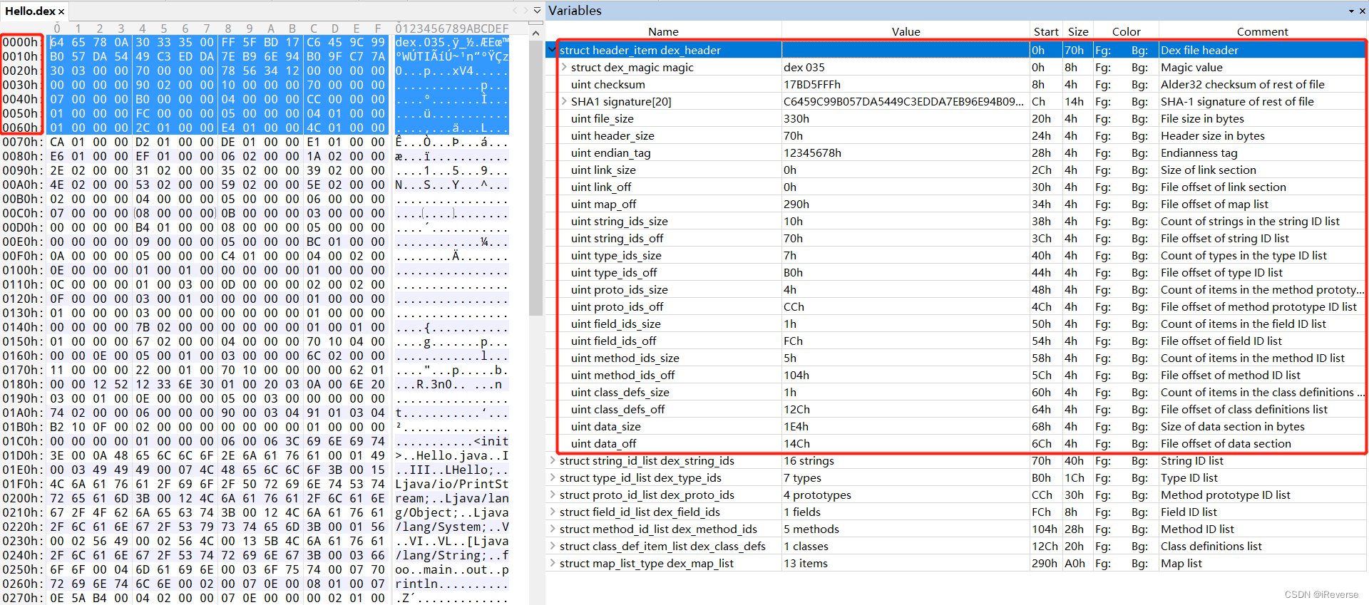 图4 010 Editor解析DexHeader