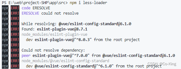 Npm Err! Code Eresolve Npm Err! Eresolve Could Not Resolve Npm Err!  Vue开发中安装库经常报错_Null箘的博客-Csdn博客