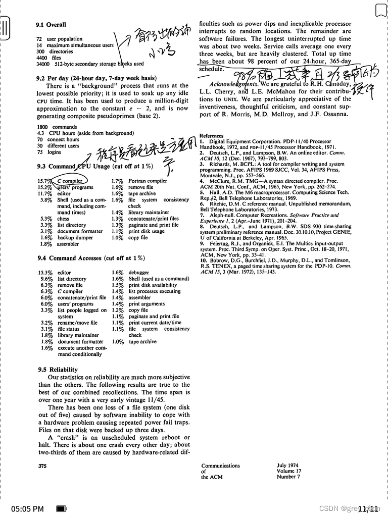 1601_读Dennis M. Ritchie and Ken Thompson的The UNIX TimeSharing System_Unix分时复用系统