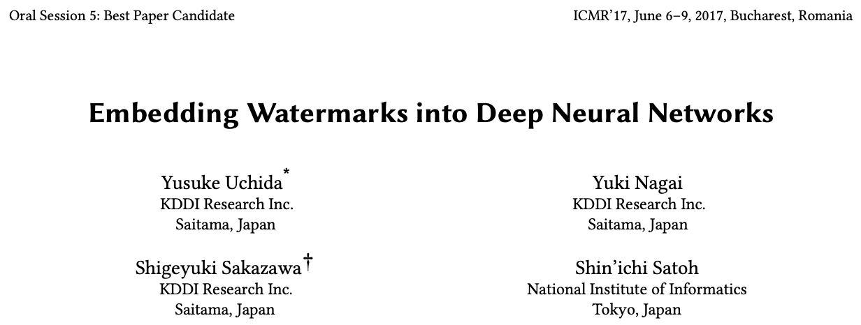 The first article on neural network copyright protection