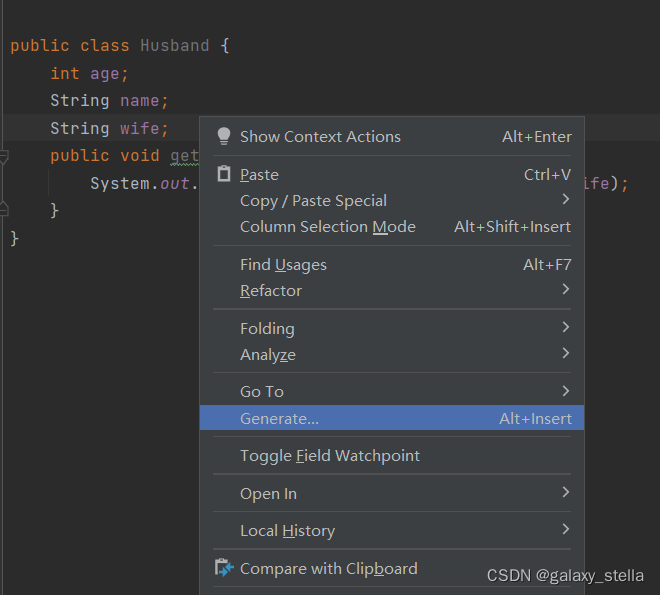 Java类中的get,set方法的快捷设置_java有没有快捷方法给所有属性set值-CSDN博客