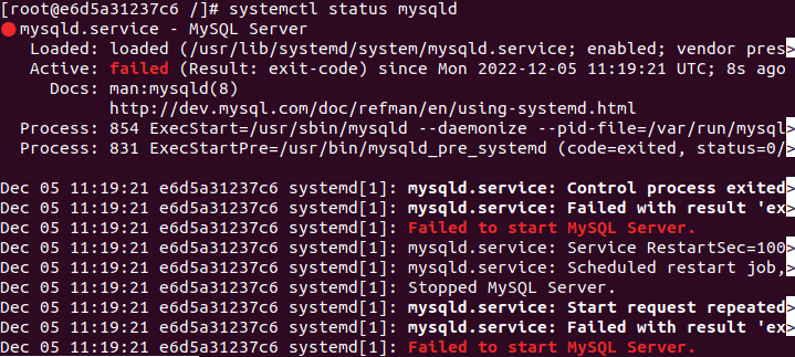 Linux虚拟机无法自动启动MySQL服务，报错：Failed to start MySQL Server.-CSDN博客
