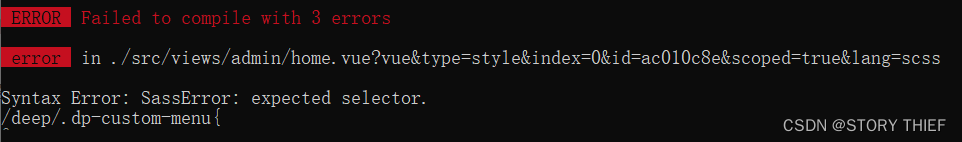 Syntax Error: SassError: expected selector.