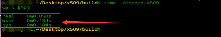 time ./create-x509运行结果图