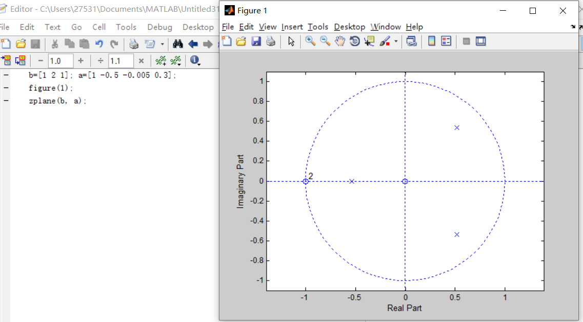 matlab 绘制零极点图