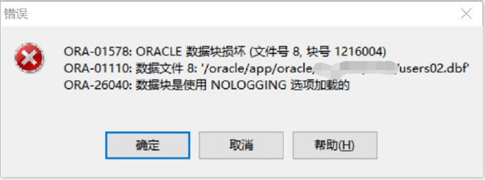 ORA-10578 ORA-01110 ORA-26040错误处理-CSDN博客