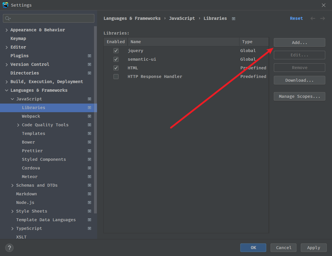 webstorm jquery