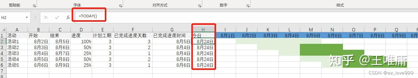 Excel甘特图制作方法_甘特图excel制作公式-CSDN博客
