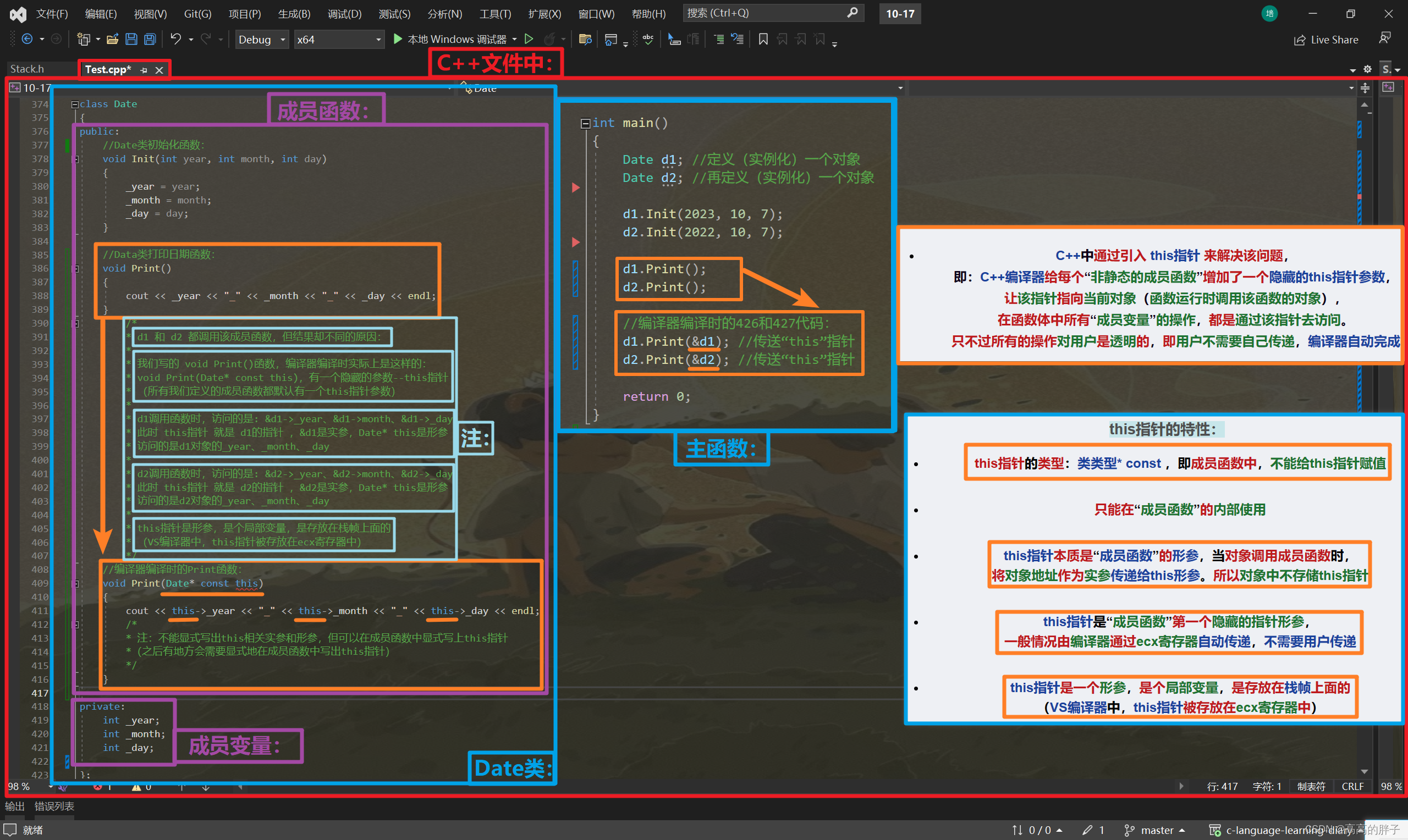 【C++初阶】三、类和对象（面向过程、class类、类的访问限定符和封装、类的实例化、类对象模型、this指针）