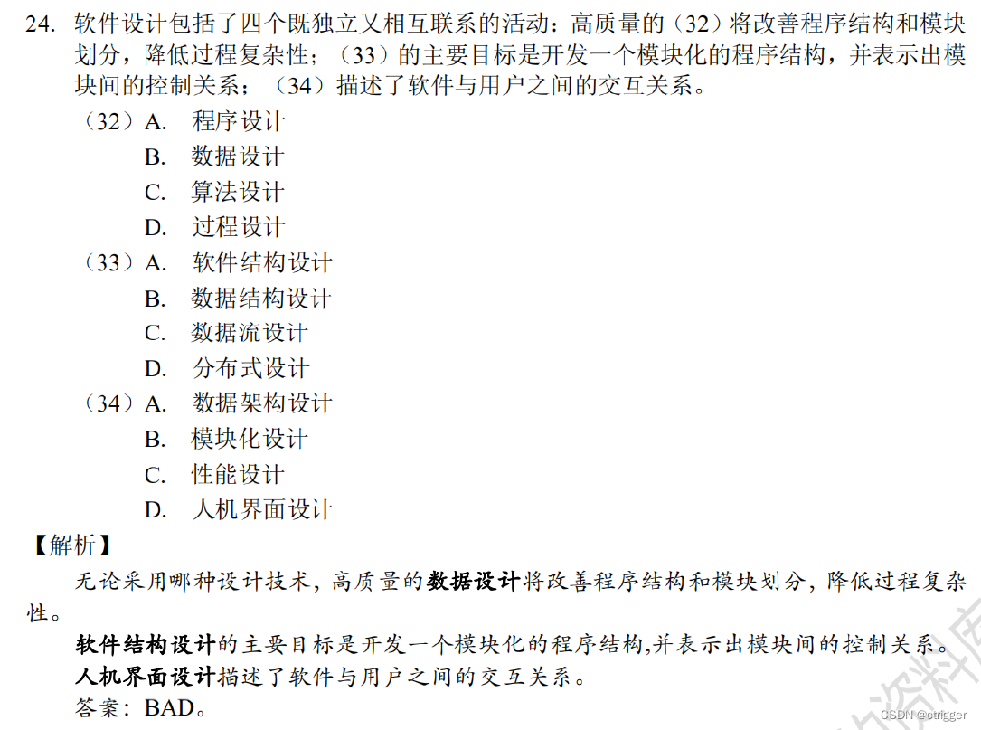 软件设计包括了四个既独立又相互联系的活动