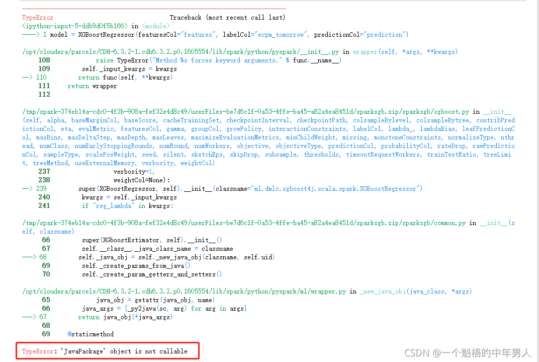 CDH Pyspark Xgboost TypeError JavaPackage Object Is Not Callable