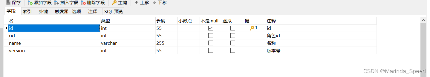 角色表