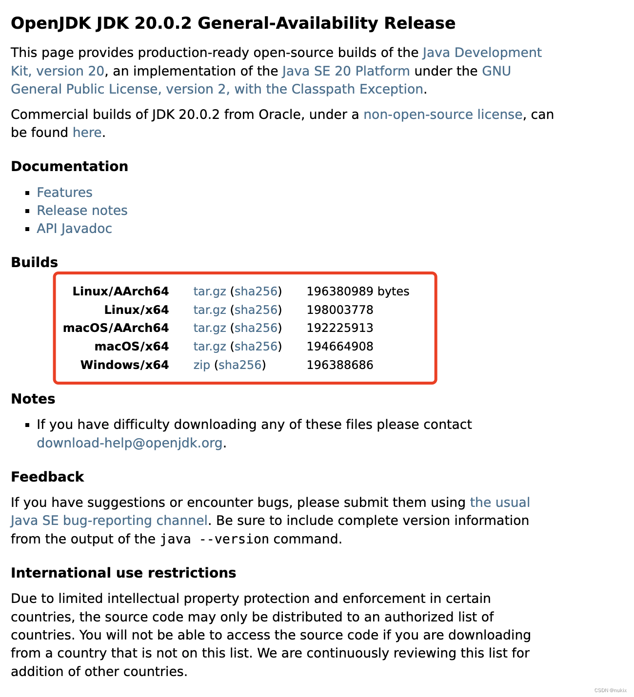 OpenJDK20 download