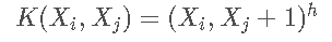 K ( X i , X j ) = ( X i , X j + 1 ) h K(X_i,X_j)=(X_i,X_j+1)^h K (X i ​,X j ​)=(X i ​,X j ​+1 )h