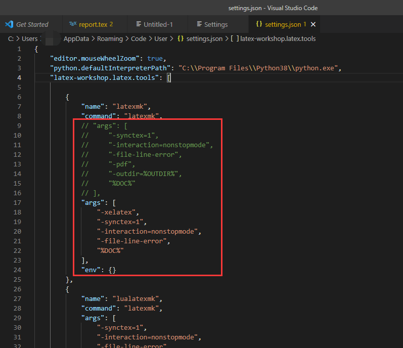 VSCode Latex Workshop 设置 XeLatex 编译