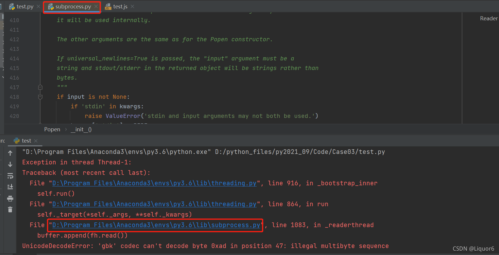 报错UnicodeDecodeError: ‘gbk‘ codec can‘t decode byte 0xad in position 47 ...