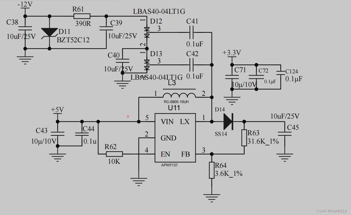 该电路是基于开关电源芯片apw7137的一种典型应用.
