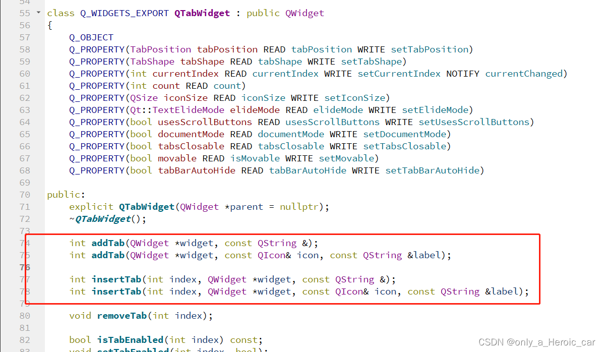 tabwidget class function