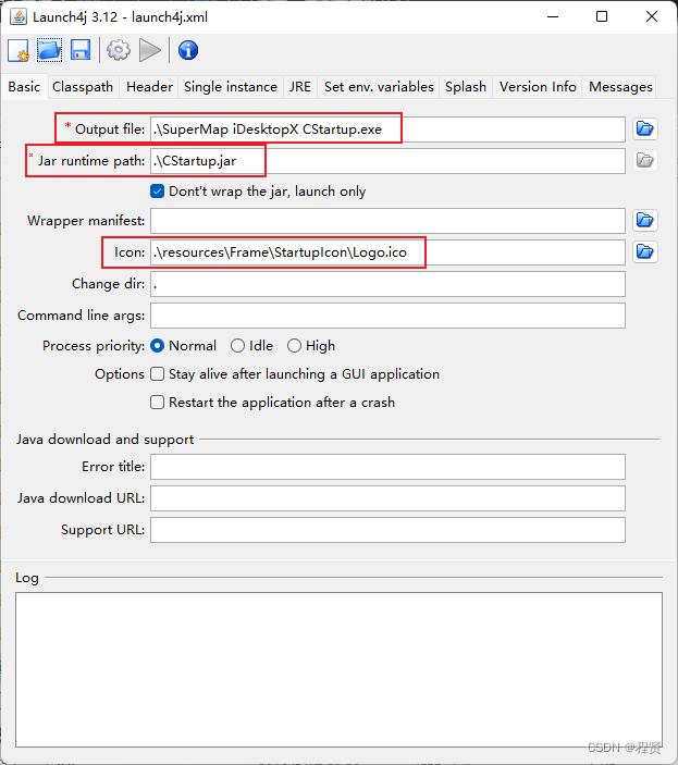 Modify Launch4j parameter configuration.png