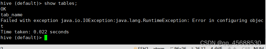 Failed with exception java.io.IOException:java.lang.RuntimeException ...