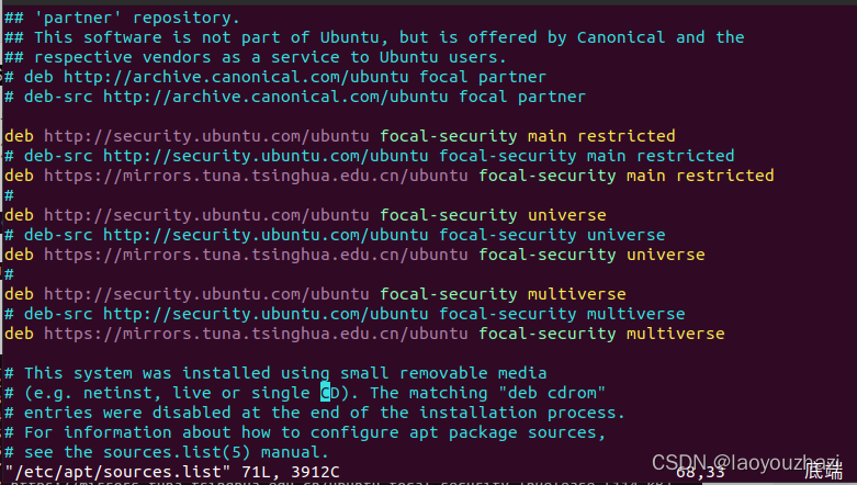 deb https://mirrors.tuna.tsinghua.edu.cn/ubuntu focal-security main restricted