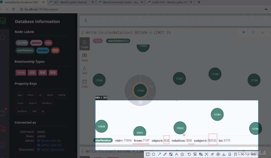 图数据库_Neo4j学习cypher语言_使用CQL_构建明星关系图谱_导入明星数据_导入明星关系数据_创建明星关系---Neo4j图数据库工作笔记0009