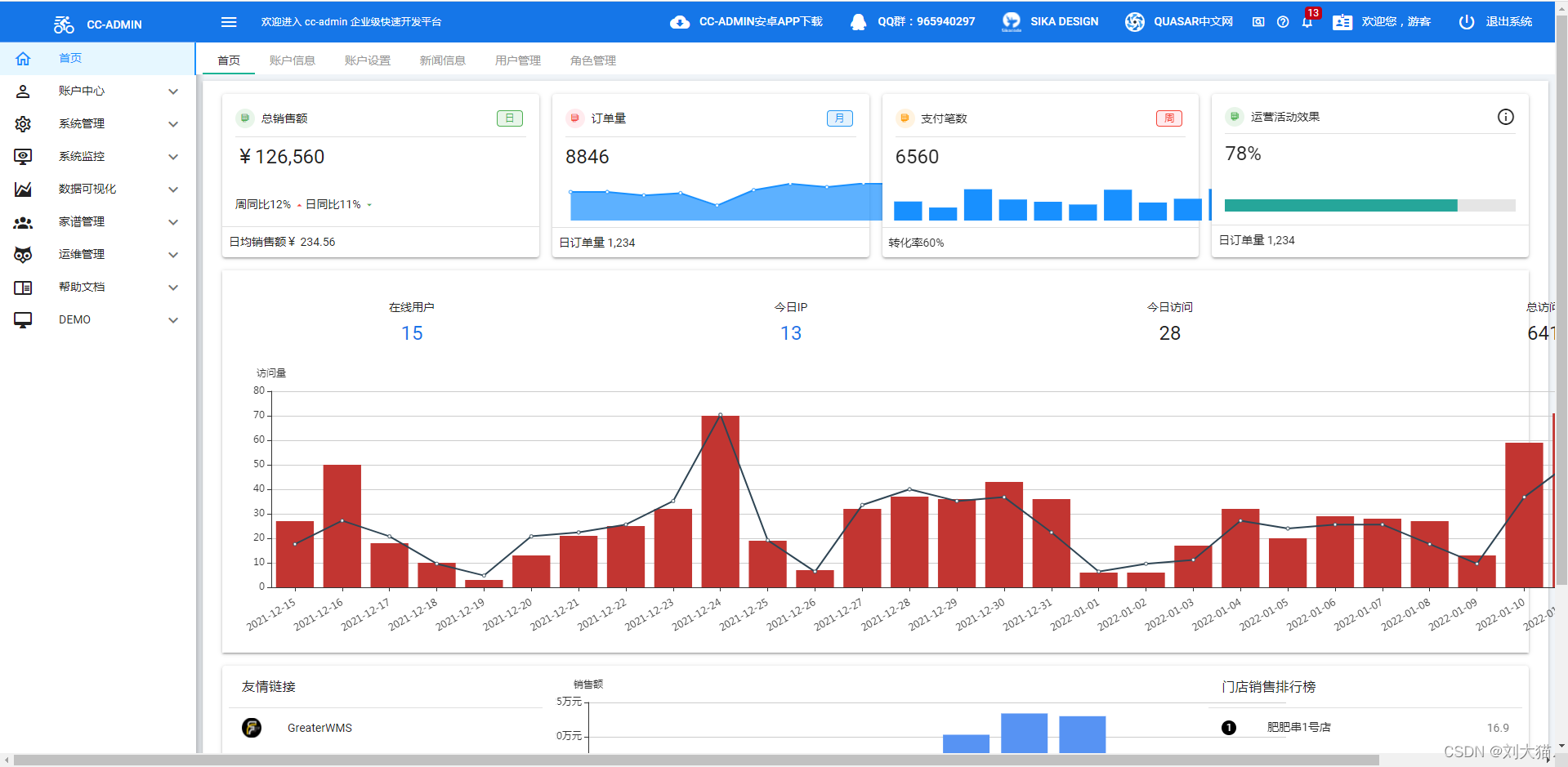 CC-ADMIN后台简介一个基于 Spring Boot 2.1.3 、SpringBootMybatis plus、JWT、Shiro、Redis、Vue quasar 的前后端分离的后台管理系统