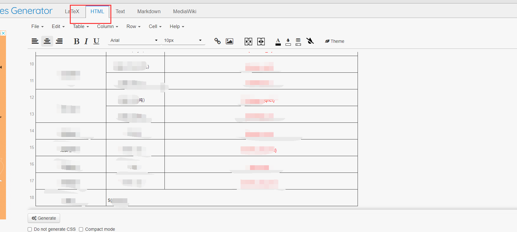 如何快速用html写表格———>Tables Generator。_html table generator-CSDN博客
