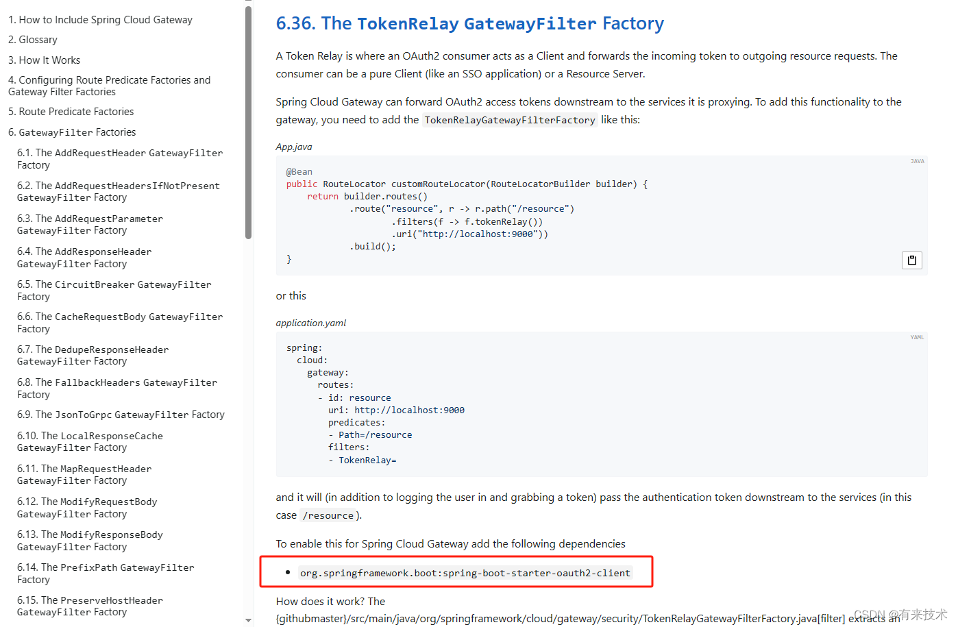 Unable to find GatewayFilterFactory with name TokenRelay