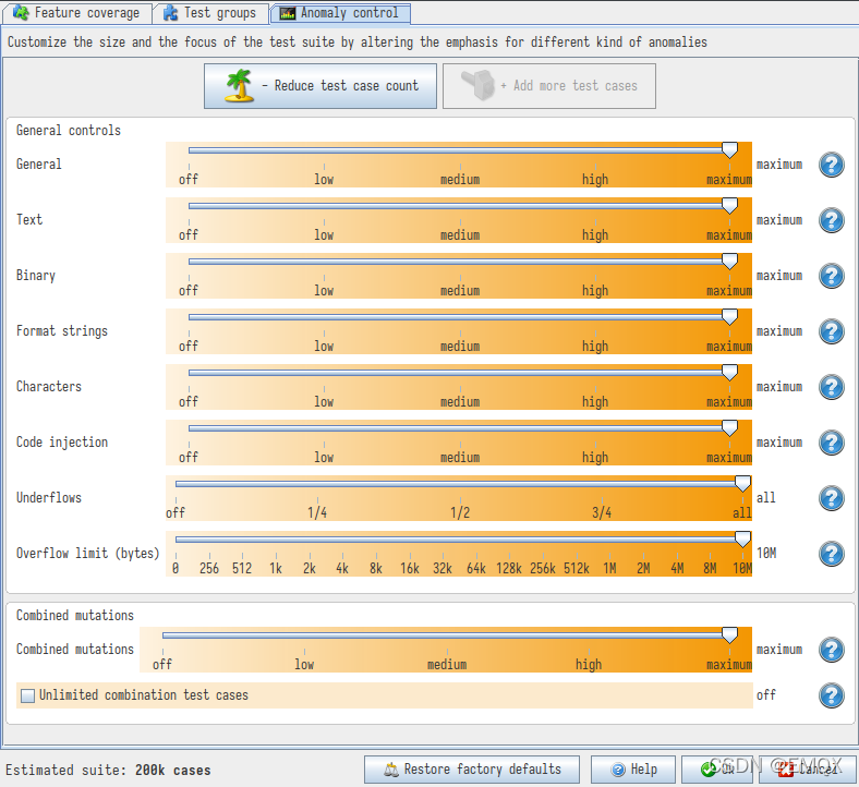 Defensics Customize anomalies size