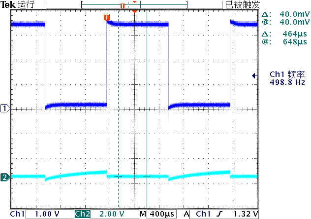 ▲ 图1.2.3 输入信号（蓝色）与输出信号（青色）